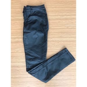 Leather moto jeans